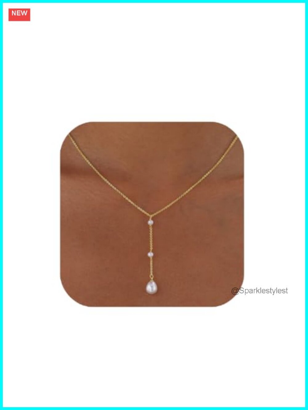 14k Gold Plated Pearl Pendant Necklace Cubic Zirconia Dainty Gold Layering